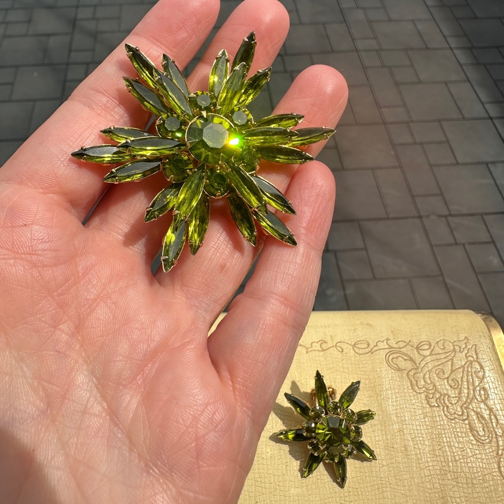 Vintage Judy Lee Floral Brooch and Earring Set